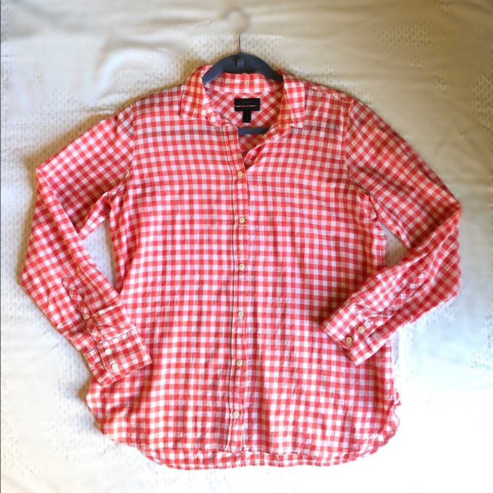 J. Crew red gingham button-down - boy fit - 10